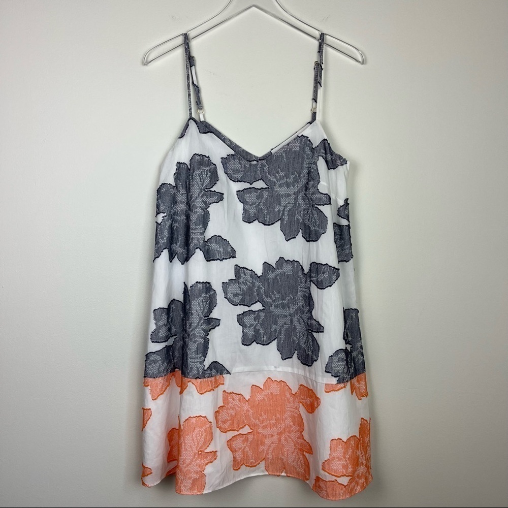 HUTCH Navy Blue Orange Floral Lace Mini Dress Small